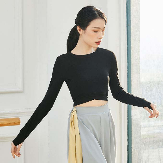 Áo Múa Nhảy CropTop Dài Tay Xỏ Ngón/Ngắn Tay, Áo Tập Yoga, Múa, Nhảy