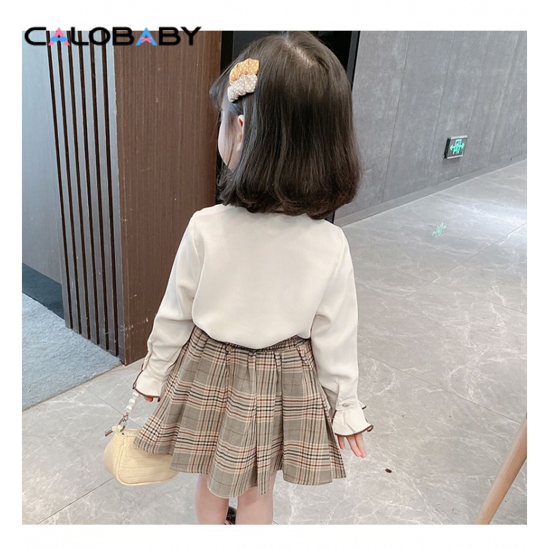 Bộ Áo Sơ Mi + Chân Váy Thời Trang Mùa Xuân 2022 Phong Cách Preppy Mới 2022 Cho Bé Gái 9MAQ