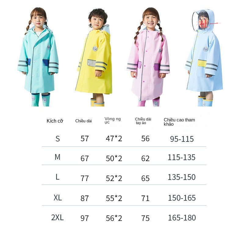 Áo Mưa Màu Sắc Xinh Xắn Dành Cho Bé
