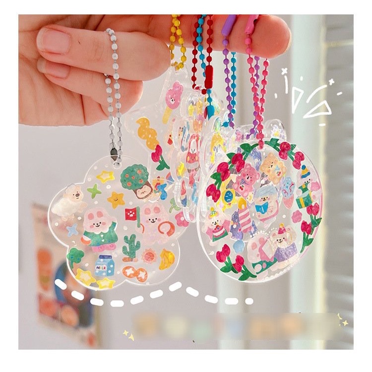 Móc khóa acrylic trong suốt, dây đeo phụ kiện tự trang trí DIY - SH071