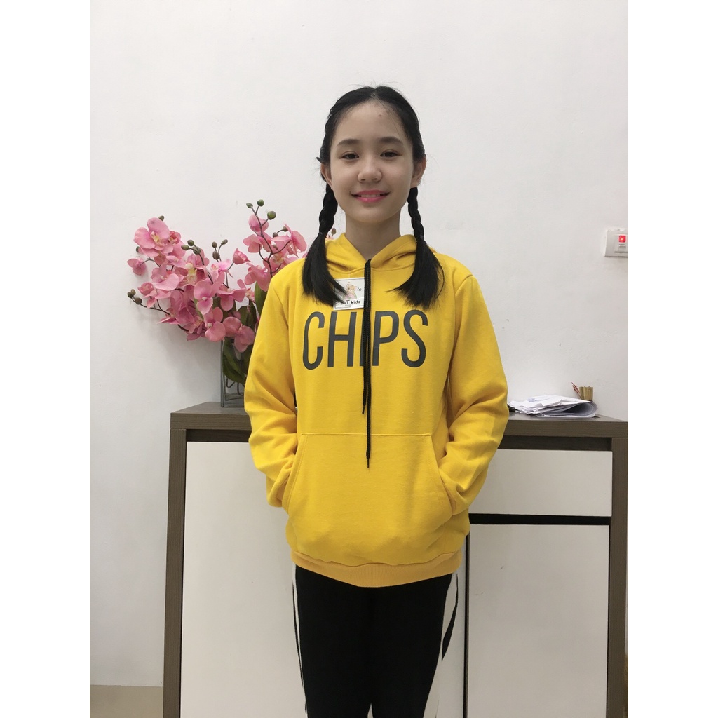 Áo Hoodie nỉ lót lông cho bé trai, bé gái 12- 45kg - CHIPS