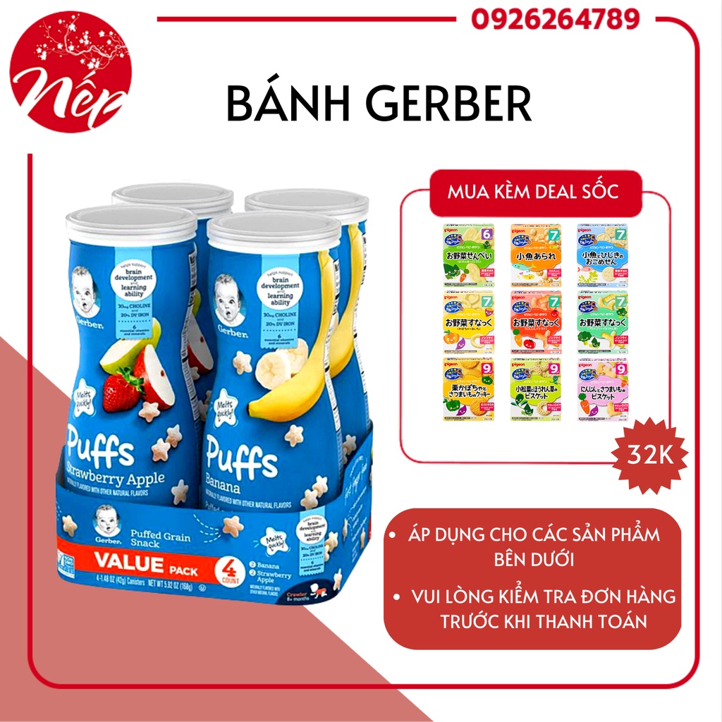 Bánh ăn dặm hình sao Gerber Mỹ (Mẫu mới nắp trắng) [BÁNH GERBER]
