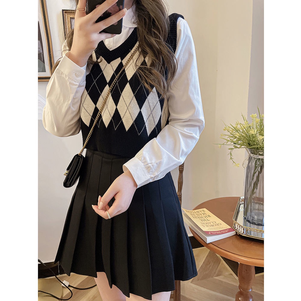 DIDIKA Áo Dệt Kim Không Tay Cổ Chữ V Màu Sắc Tương Phản Phong Cách Retro Mỹ 2022 Cho Nữ