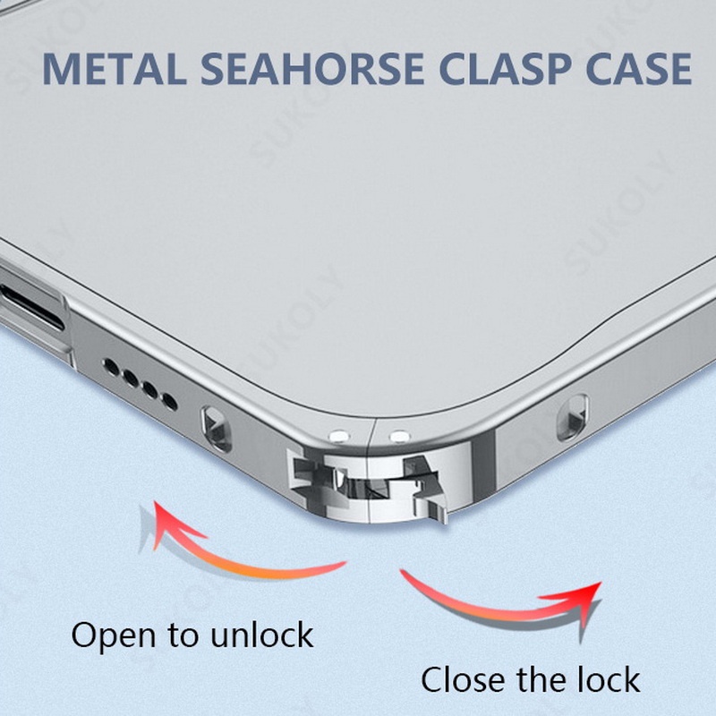Ốp Điện Thoại Trong Suốt Viền Kim Loại Chống Sốc Cho iPhone 14 13 12 Pro Max