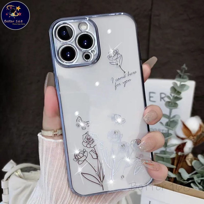 Ốp Điện Thoại Trong Suốt Hình Hoa Đính Đá Cho IPhone 14 Plus 13 12 11 Pro Max XS Max XR X 8 7 Plus