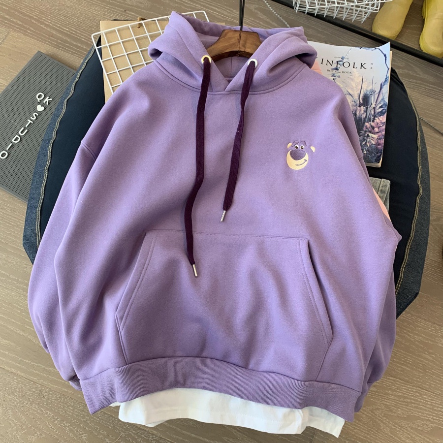 Áo Hoodie Giả Hai Mảnh Thêu Họa Tiết Chú Gấu / Quả Việt Quất Hoạt Hình Thời Trang Mùa Đông Cho Nữ | BigBuy360 - bigbuy360.vn