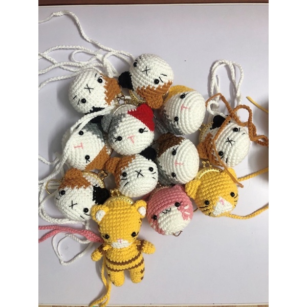 Túi đựng tỏi cho bé sơ sinh bằng len handmade nhiều mẫu hình con mèo