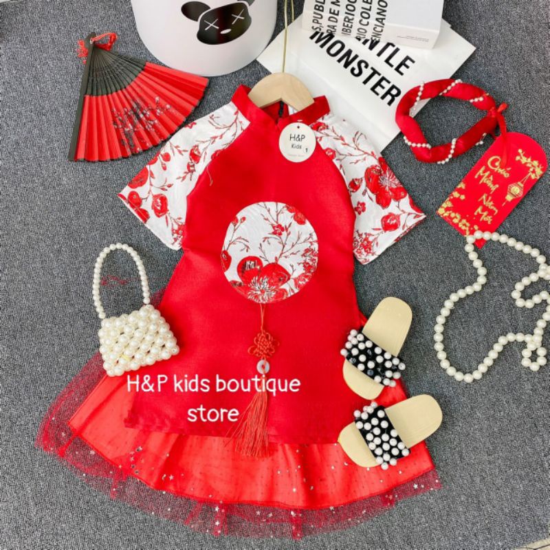 Bộ áo dài cách tân cao cấp cho bé diện tết