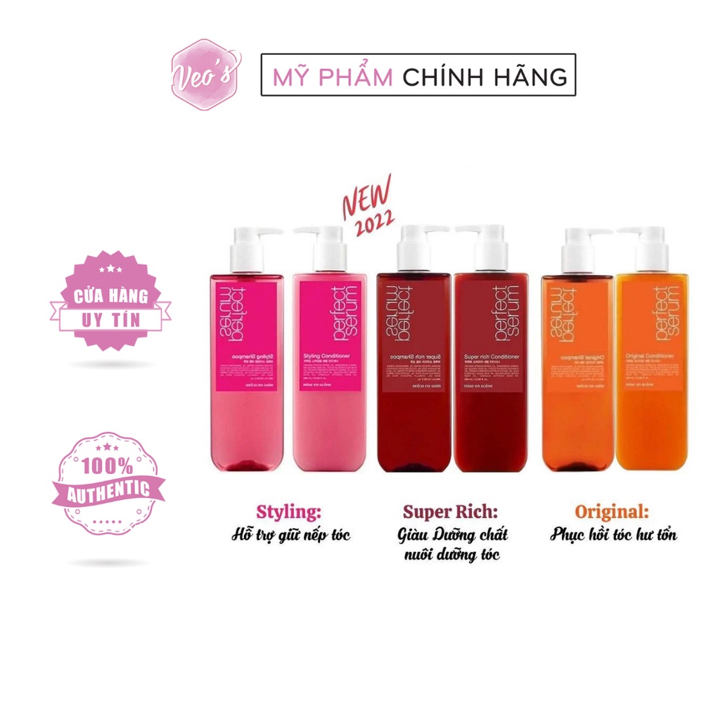 Dầu Gội & Dầu Xả Phục Hồi Tóc Mise En Scene Perfect Serum Hàn Quốc 680ML