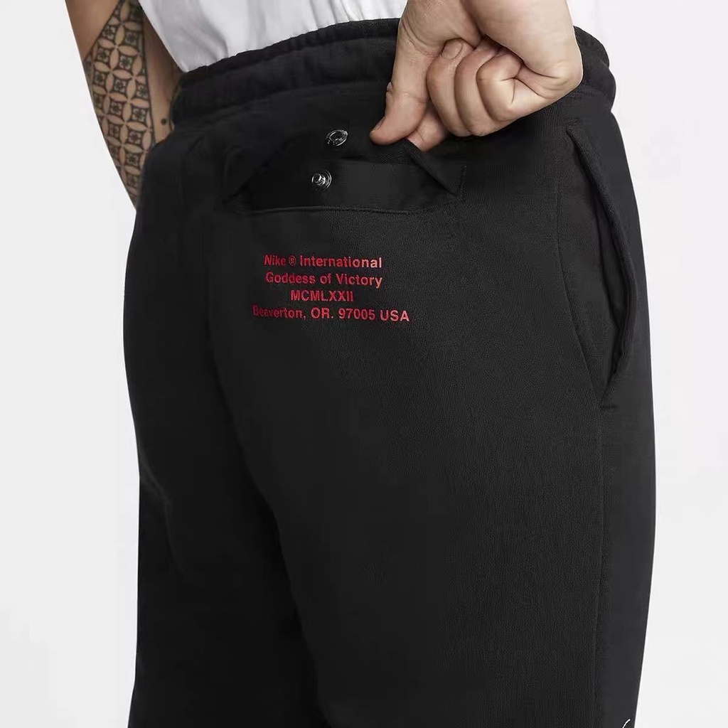 Nk nam giới móc đôi thêu quần bó sát dệt kim thông thường quần thể thao cj4881