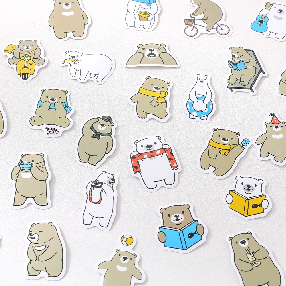 Túi 50 Miếng Dán Hình Gấu Graffiti Dễ Thương Dùng Trang Trí Sổ Tay / Nhật Ký Diy