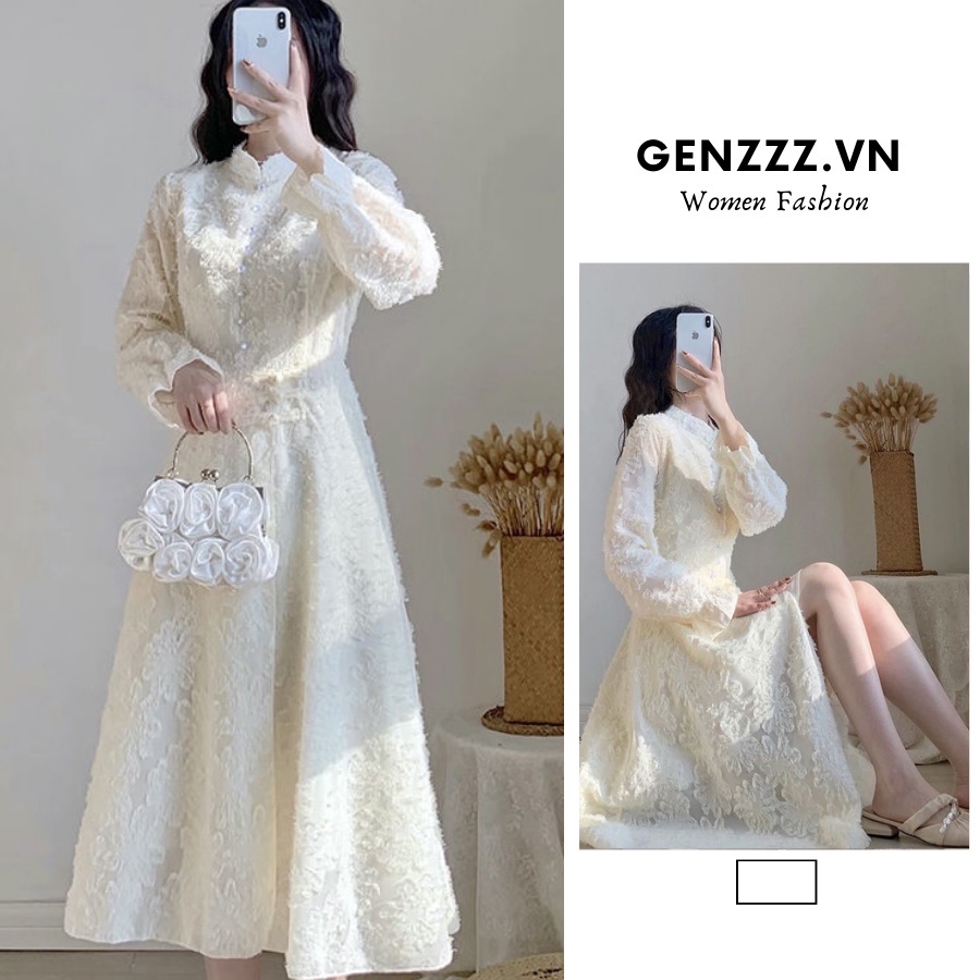 Đầm sườn xám cách tân, tay dài, cổ đứng, phong cách Trung Hoa, váy dành cho các cô nàng nhẹ nhàng, thanh lịch