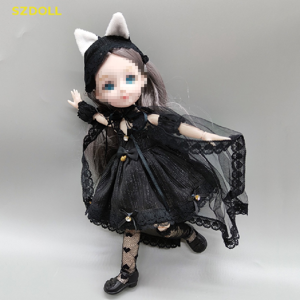 Set 6 Quần Áo Cho Búp Bê 30CM Màu Đen