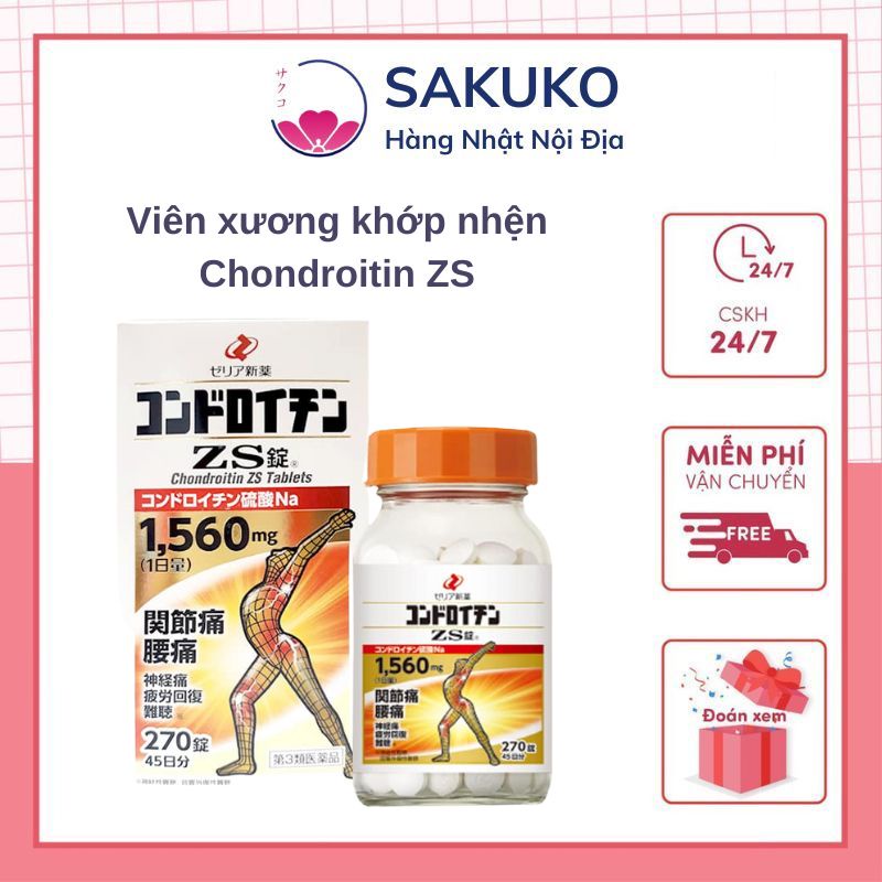 Combo Viên uống hỗ trợ xương khớp nhện Zs Chondroitin Nhật Bản 270 Viên