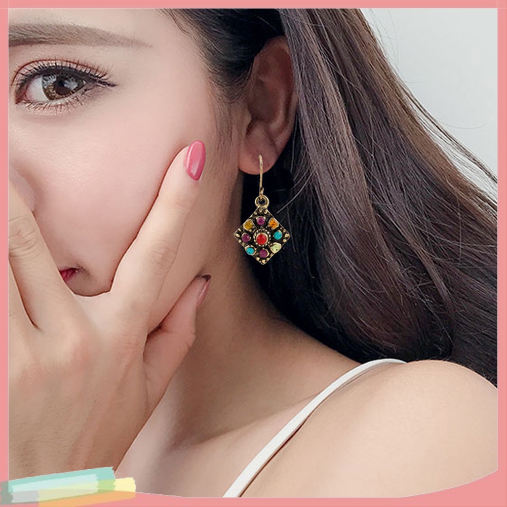 Khuyên tai đính đá phong cách Bohemian cổ điển dành cho nữ