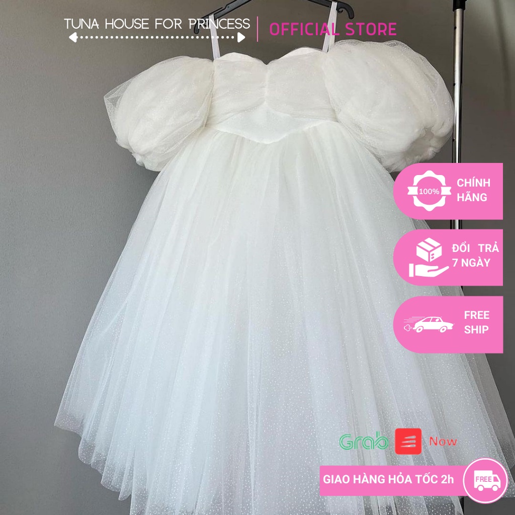 Váy đầm xoè công chúa thiết kế cho bé gái Rebecca tay bồng dáng dài - Tuna House For Princess
