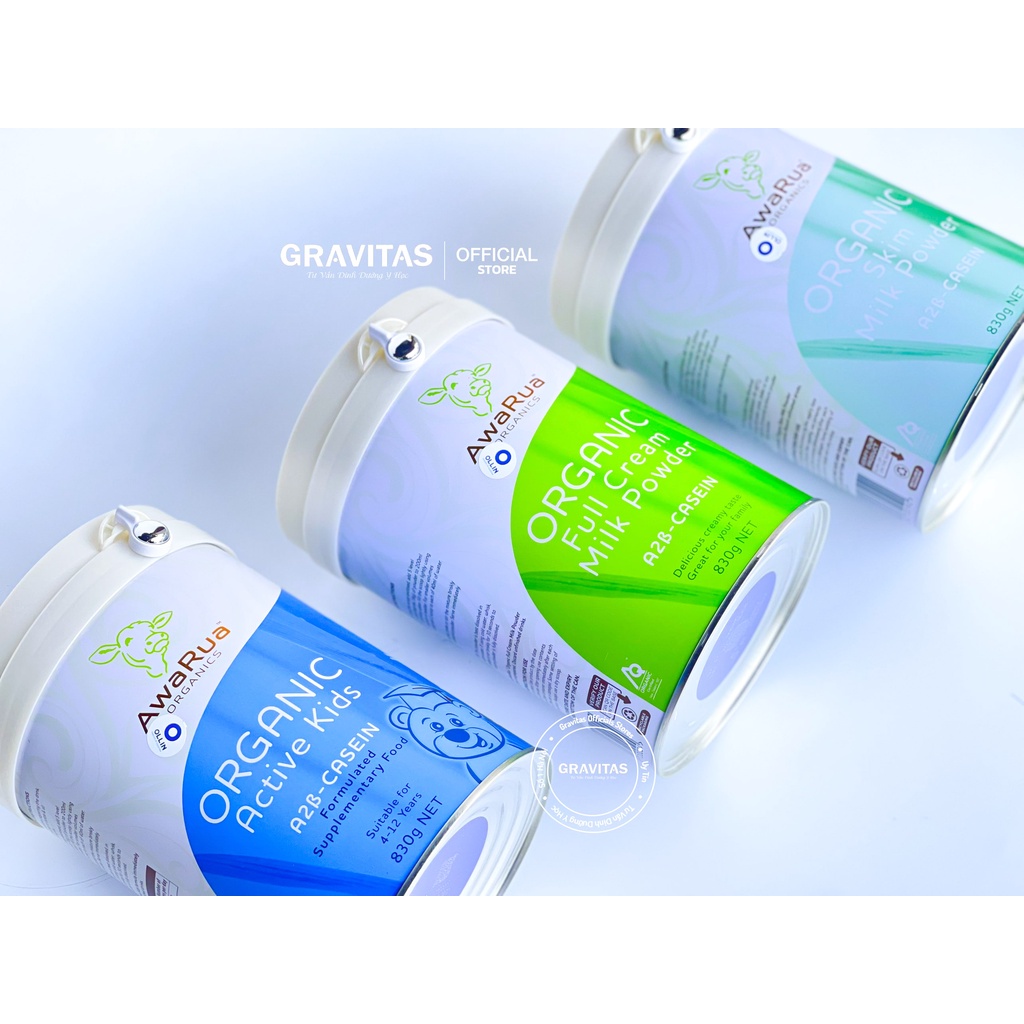 Sữa bột AwaRua Organic A2 Nguyên Kem và Tách Kem - Newzealand