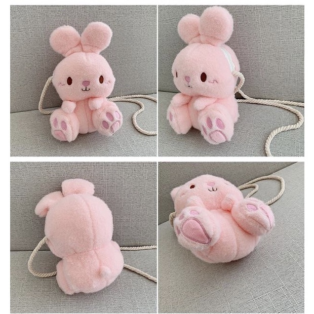 [Hàng Sắp Về]Túi thời trang đeo chéo hình thỏ nhồi bông Túi đeo chéo họa tiết hoạt hình xinh xắn dành cho nữ Muzini TC01