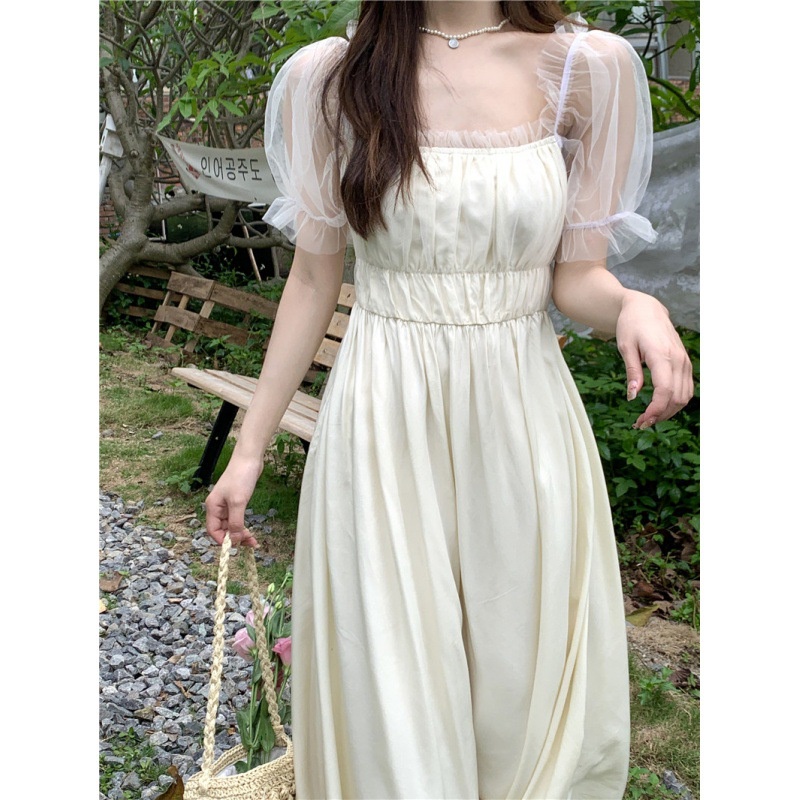 Đầm DIDIKA dáng dài tay ngắn phồng phong cách Pháp cổ điển thời trang mùa hè xinh xắn dành cho nữ