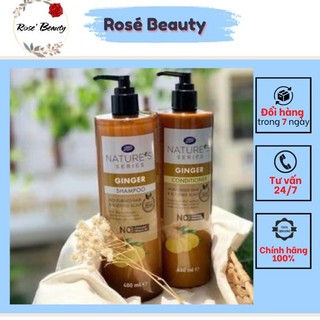 Dầu gội xả boots organic 480ml - dầu gội xả chiết xuất tinh chất gừng thái lan cho da đầu khỏe và sạch gầu
