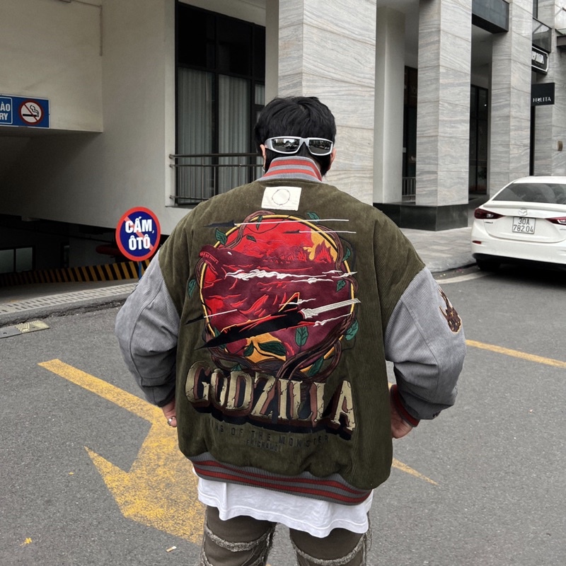Áo Khoác Varsity GODZILLA Dáng Rộng Oversize