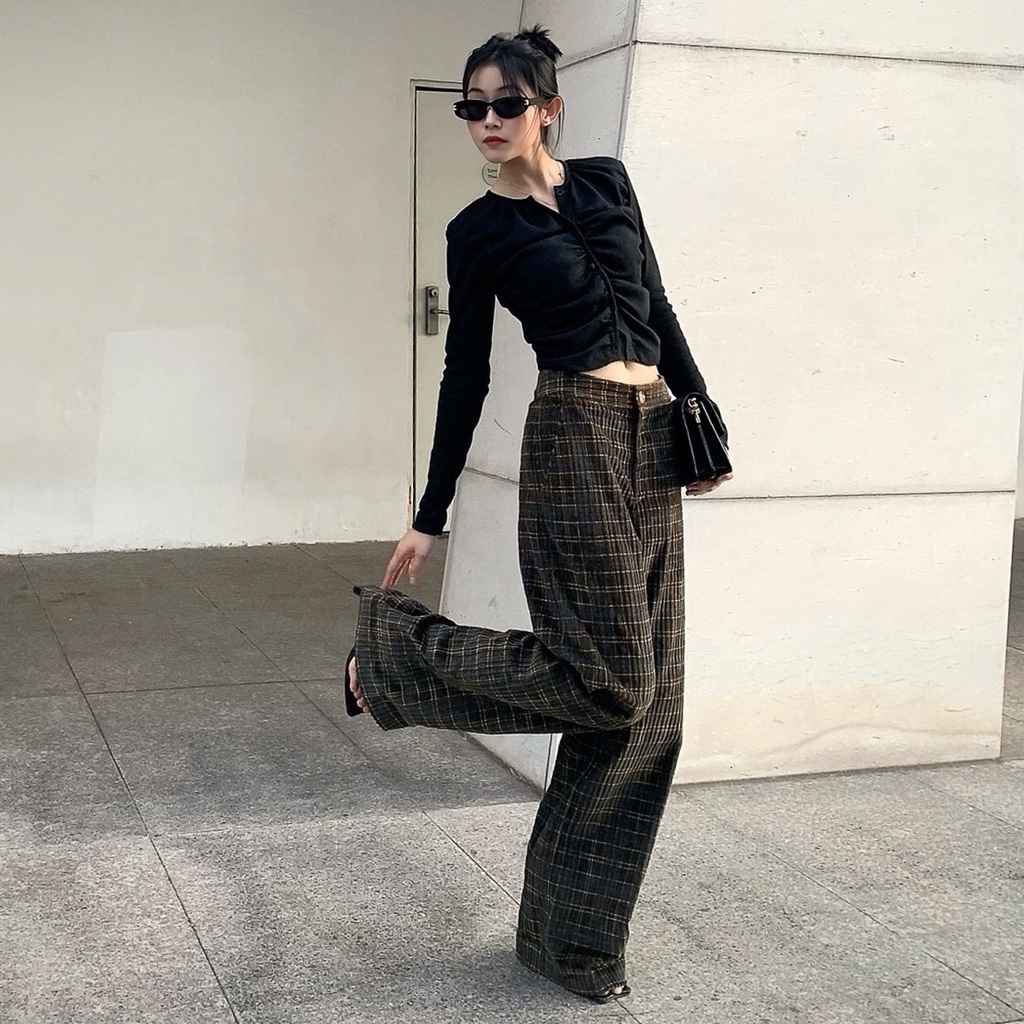 Áo Maybi ôm thun nhún gài nút