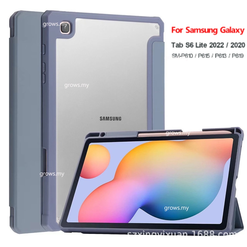 Ốp Máy Tính Bảng Bằng Acrylic Có Giá Đỡ Nam Châm Và Ngăn Đựng Bút Cho Samsung Galaxy Tab S6 Lite 10.4inch 2022 SM-P613 SM-P619