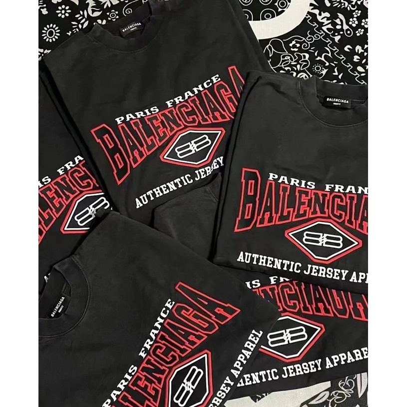 Blcg Áo Thun Tay Ngắn oversize Thêu Chữ Chính Hãng Phong Cách vintage