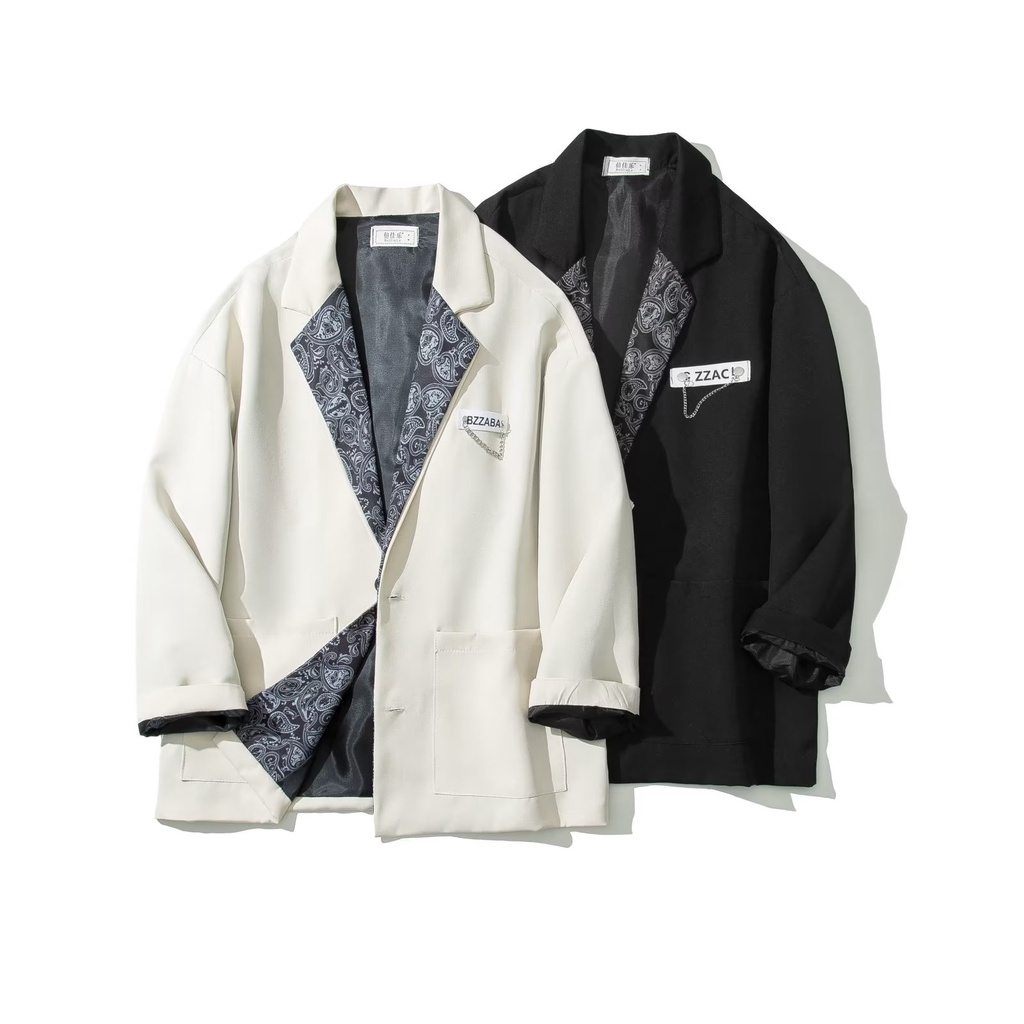 Áo khoác blazer HATTON GUTTO dáng rộng phong cách Hàn Quốc thời trang xuân thu trẻ trung dành cho nam