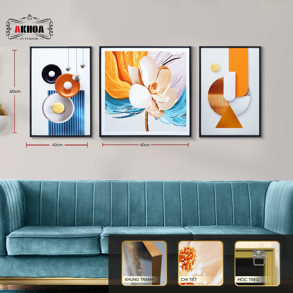BỘ 3 TRANH TRÁNG GƯƠNG CAO CẤP AKHOA KT 40x60 + 60x60