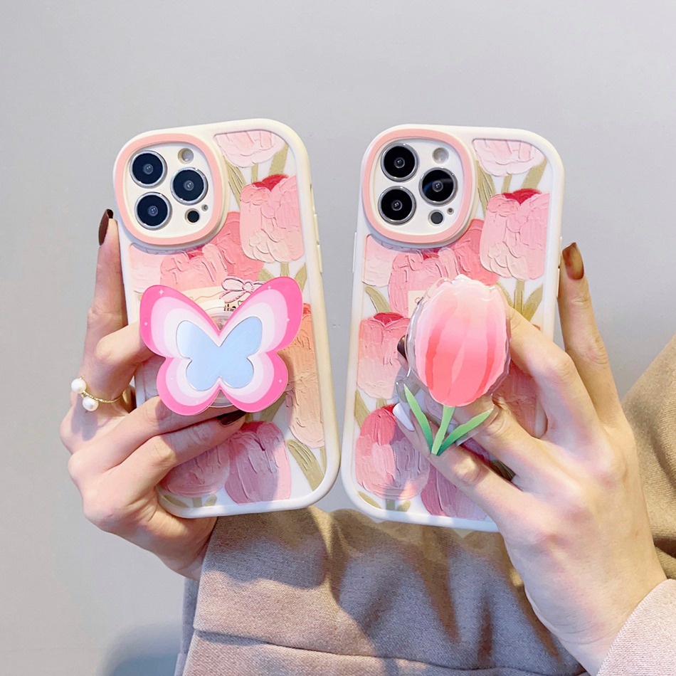 Ốp Điện Thoại TPU Silicone Mềm Mặt Gương Có Đế Cho Samsung Galaxy M23 A32 A73 A53 A13 A12 A72 A52 A72 A51 A31 A50 A20 A30