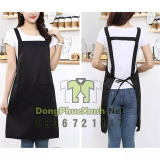 Tạp dề vải dây qua vai màu đen kích thước lớn cho nam nữ nhà hàng quán ăn