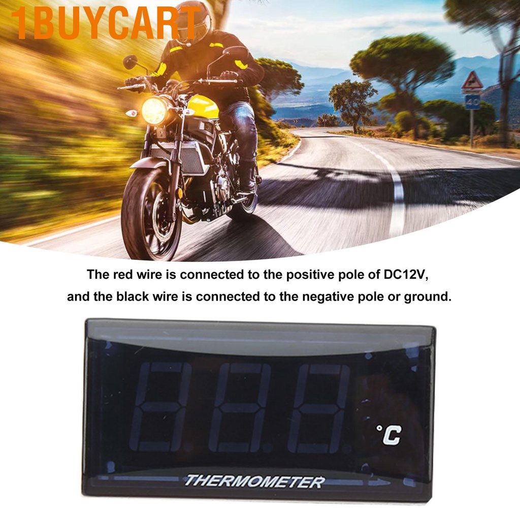 1buycart Universal Motorcycle DC12V LCD Super Slim Water Temperature Gauge With 18mm Sensor Adapter Replacement for Suzuki