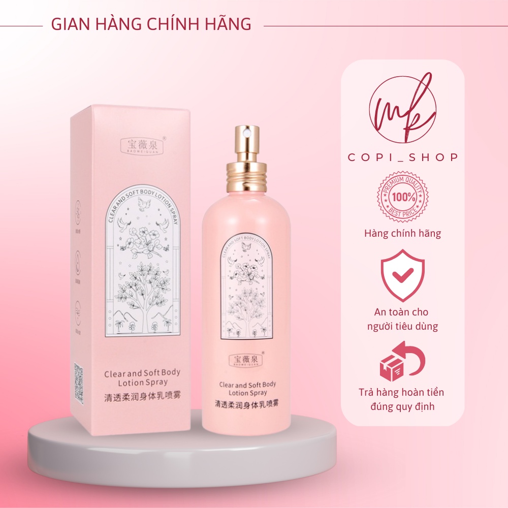 Sữa Dưỡng Thể Dạng Xịt Mềm Trong Suốt Baoweizhuan Dưỡng Ẩm Toàn Thân