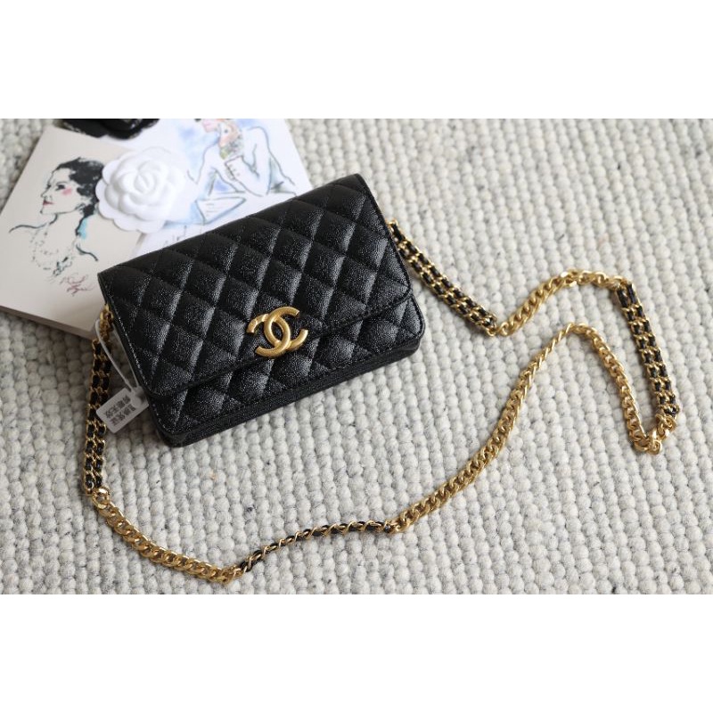 Túi xách nữ C.N Woc da thật sz19cm dây xích bản mới cực xinh box nam châm