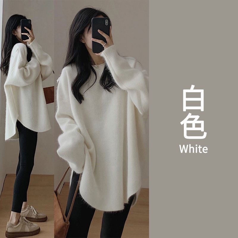 Áo len nữ kiểu Pháp áo mặc trong dệt kim cao cấp nhẹ nhàng lười mẫu hot thu đông mẫu phổ biến năm nay áo mặc tron