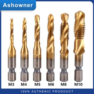 Mũi khoan taro ren M3-M10 phủ Titanium chuôi lục giác - Bộ 6 mũi khoan tạo ren Titan cao cấp.