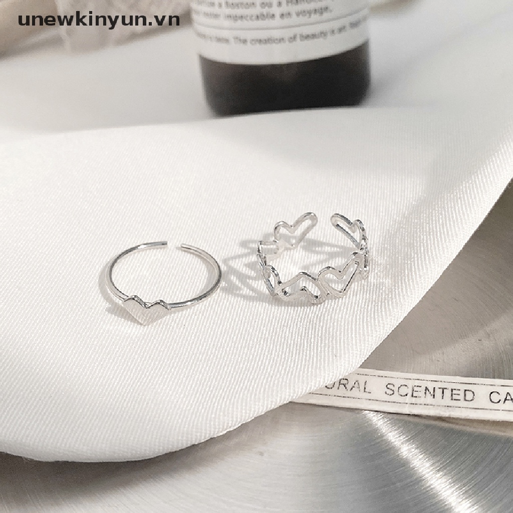 Set 2 Nhẫn Đeo Tay Kim Loại Thời Trang Cho Nữ