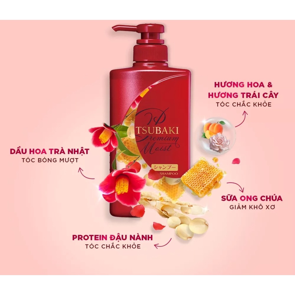 Bộ đôi Dầu Gội Tsubaki Đỏ Dưỡng tóc SUÔN MƯỢT óng ả 490ml - CHÍNH HÃNG