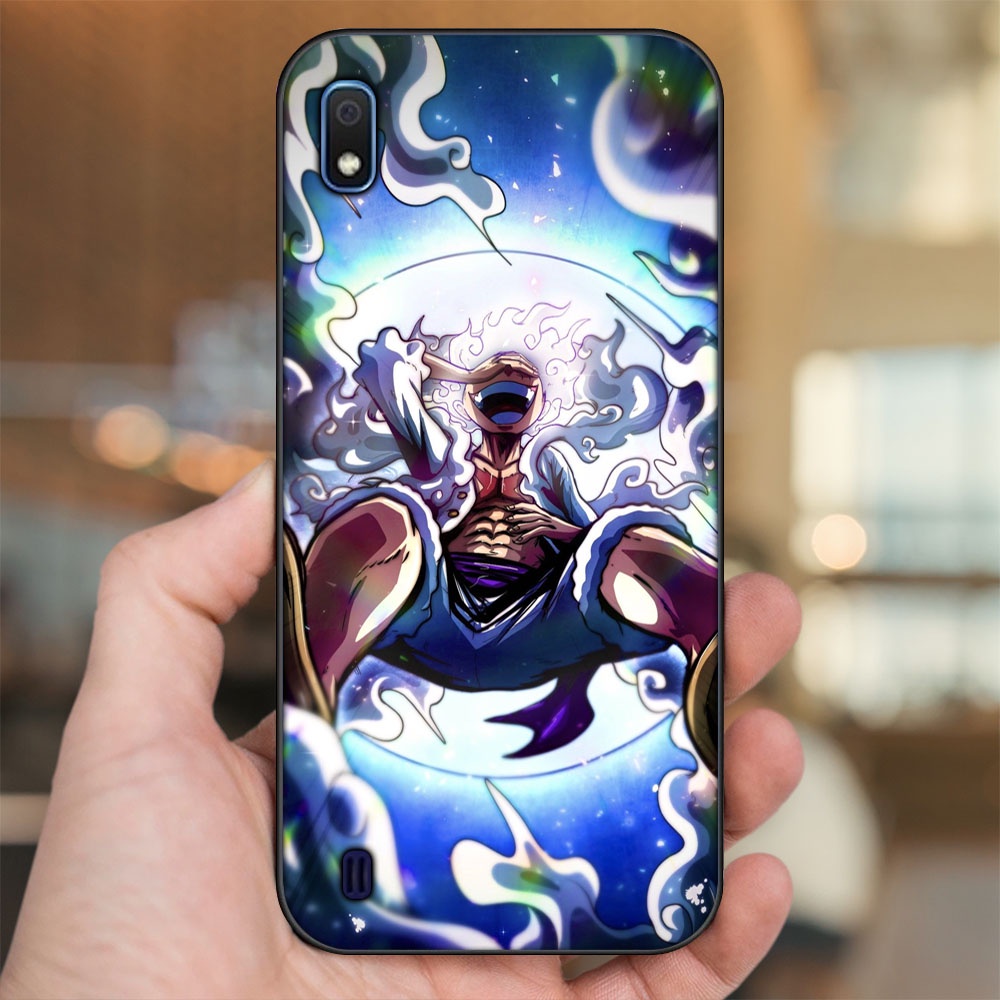 Ốp lưng Samsung A10 viền đen in hình Luffy Gear 5 Nika One Piece Đảo Hải Tặc