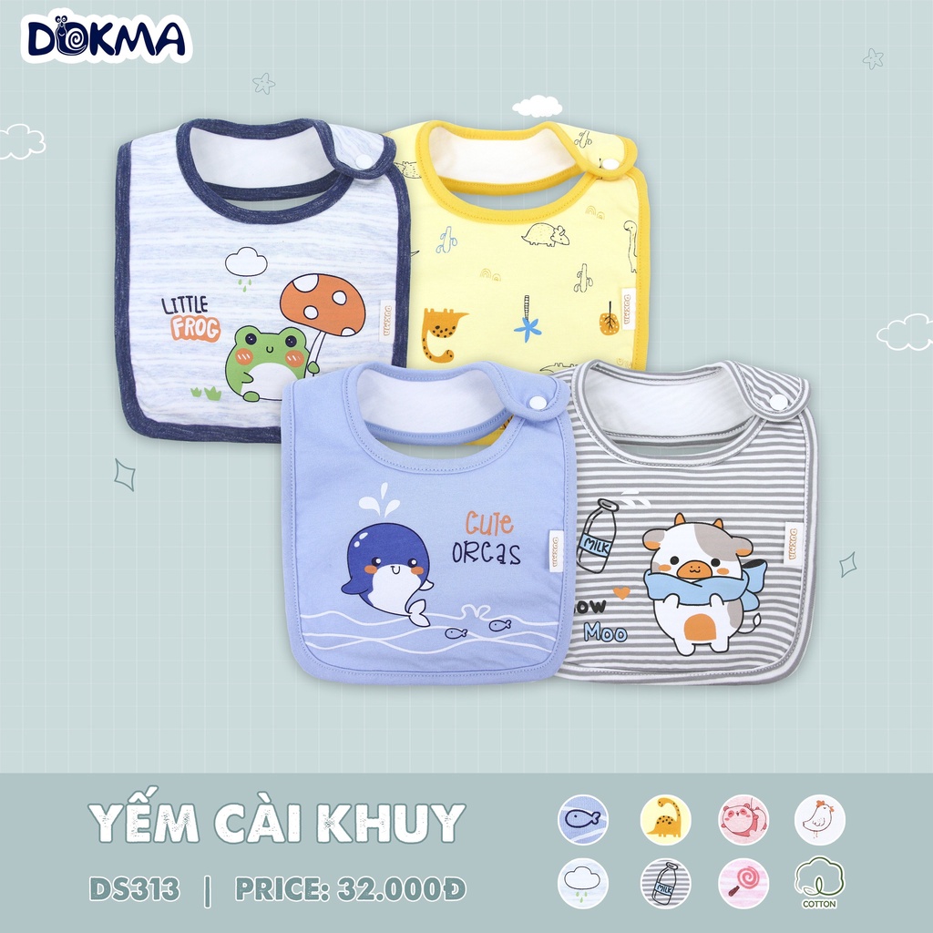 Yếm Vải Cotton Dokma Cúc Bấm Nhiều Hình Dễ Thương, Đáng Yêu