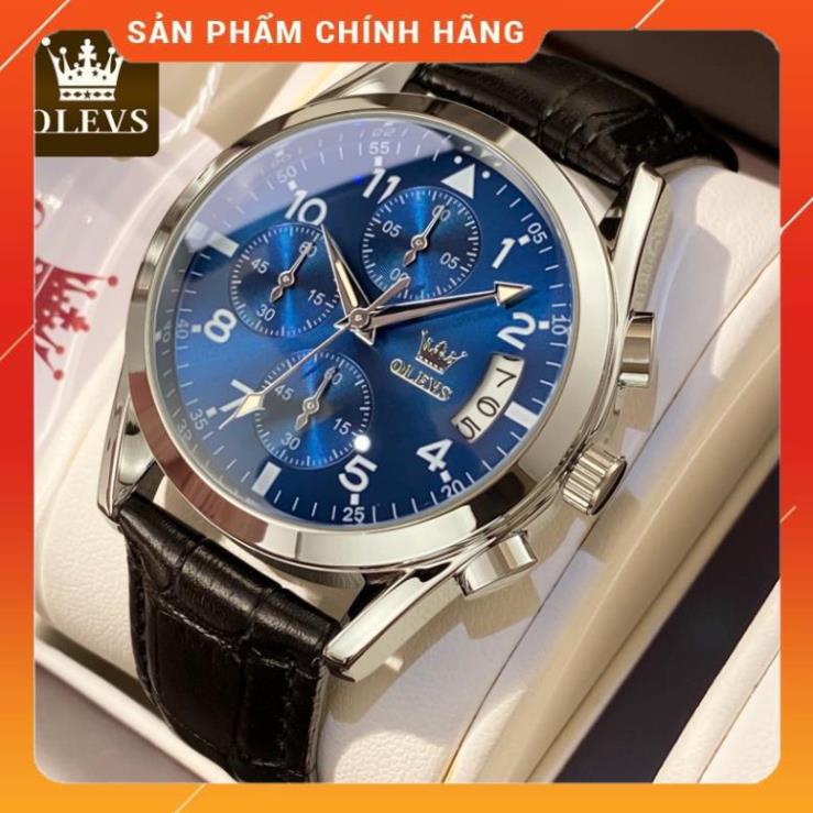 Đồng hồ nam chính hãng OLEVS 2878 dây da bò Chống thấm nước sâu hiệu ứng phát sáng