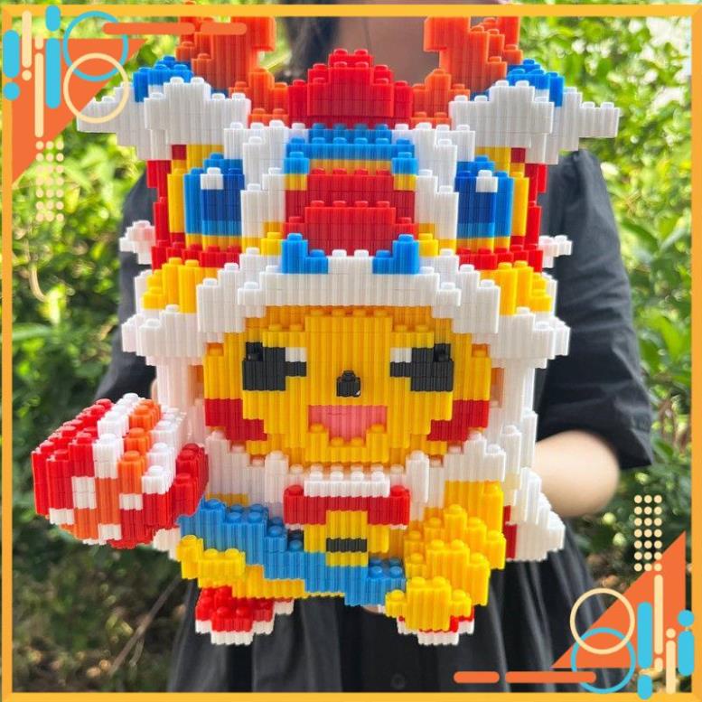 le.go pikachu đầu lân 27cm Đồ chơi lắp ráp mô hình cỡ lớn Hàng Đẹp bear bricK