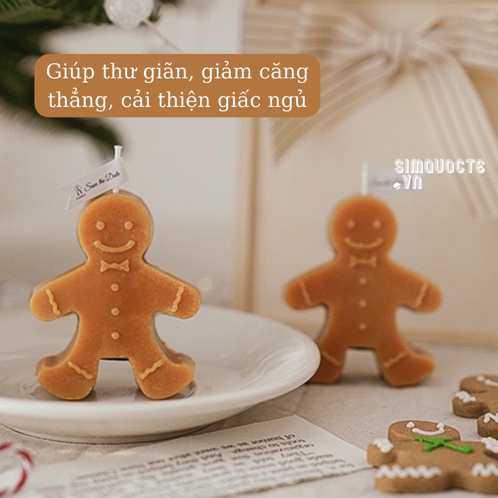 Nến thơm thư giãn không khói hình bánh cookie đường nâu trang trí Giáng Sinh Noel 2022