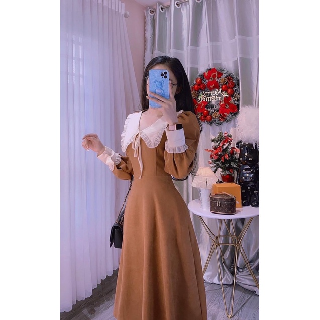 SALE SẬP SÀN - ĐẦM COTTON LẠNH CỔ SEN TAY DÀI LÀM SAY MÊ CRUSH UP SHOP HHP