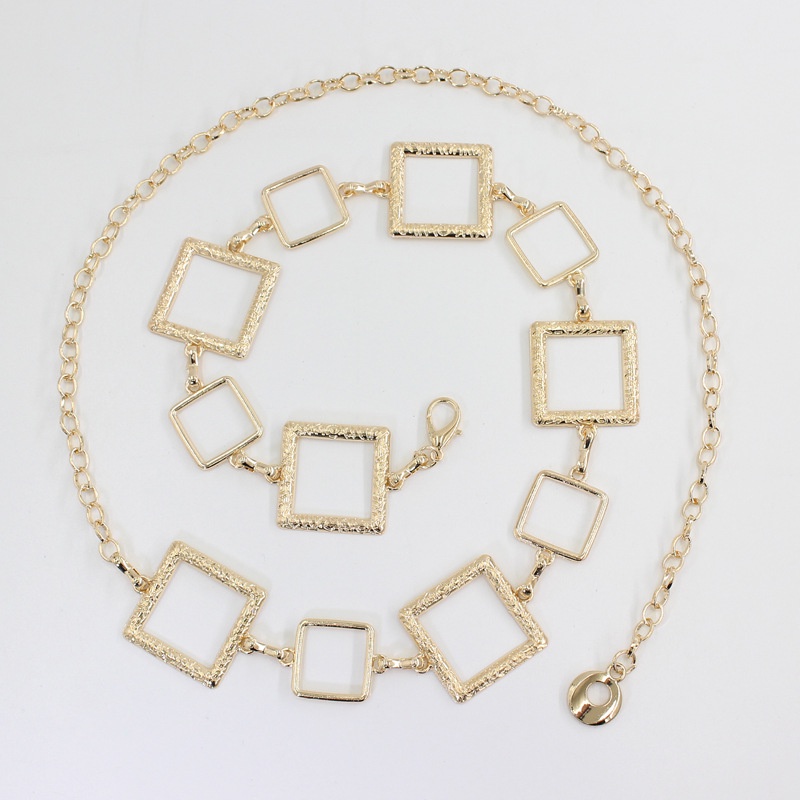 Thắt lưng móc xích kiểu ô vuông, đai váy nữ hợp kim hình vuông