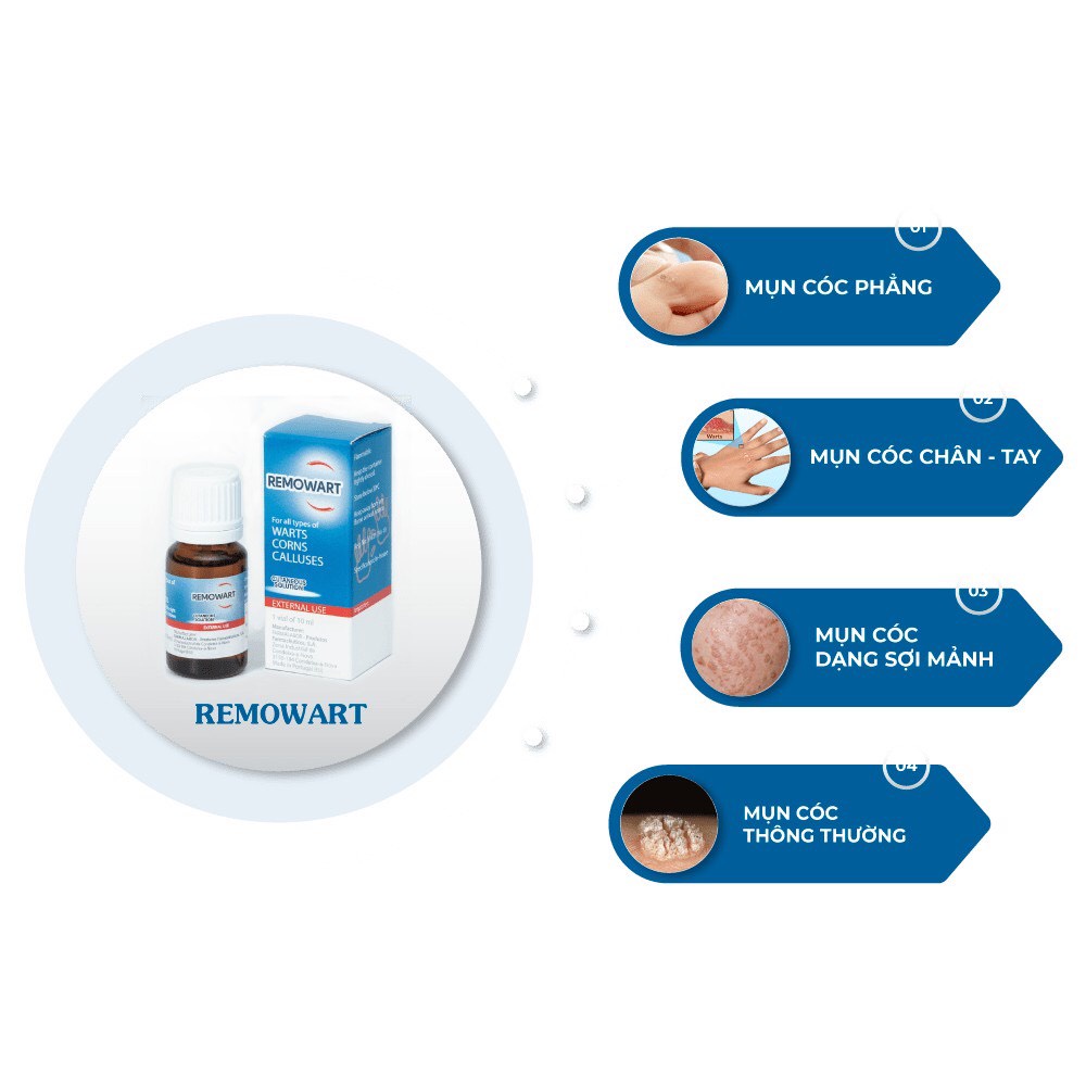 Remowart Lọ 10ml bôi mụn cơm, mụn cóc Hàng nhập khẩu của Bồ Đào Nha