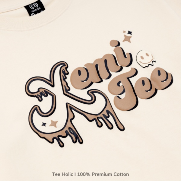 Áo thun local brand Xemi.tee form unisex dòng Tee Holic giá rẻ màu kem