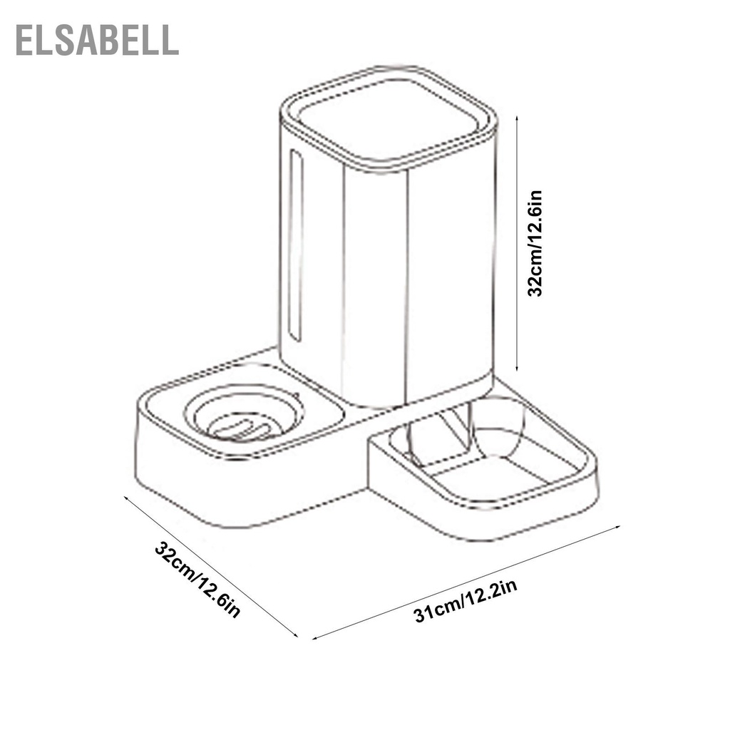 Elsabell. Bộ nạp thức ăn tự động 2 trong 1 cho thú cưng Dung tích lớn phân phối nước và trọng lực chó mèo vừa nhỏ