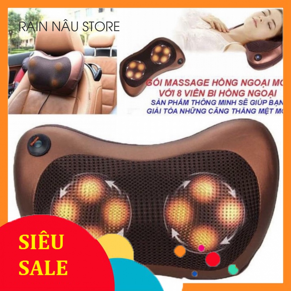 Gối Massage hồng ngoại 8 bi ánh sáng hồng ngoại giúp xoa dịu cơn nhức mỏi